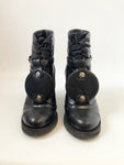 Chanel Leather Lace-Up Boot Size 37.5 It (7.5 Us)