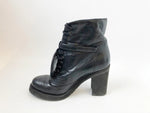 Chanel Leather Lace-Up Boot Size 37.5 It (7.5 Us)