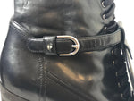 Chanel Leather Lace-Up Boot Size 37.5 It (7.5 Us)