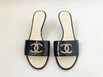 Chanel Patent Leather Cc Mule Size 35.5 It (5.5 Us)
