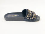 NEW Chanel Chain-Link Accent Slides Size 37 It (7 Us)