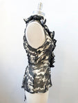 Anne Fontaine Camo Ruffle Blouse Size 38 Fr (4-6 Us)