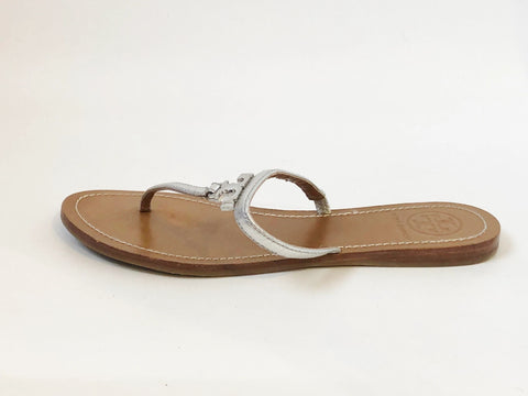Tory Burch Silver Flip-Flops Size 8