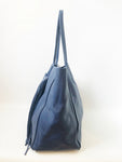 Blue Leather Tote