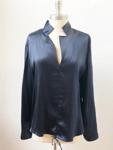 NEW Blue Silk Blouse Size 46 It (M / 10 Us) W/Tags