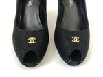 Chanel Cc Peep-Toe Pump Size 38 It (8 Us)