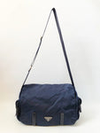 NEW Prada Leather Trim Tessuto Messenger Bag