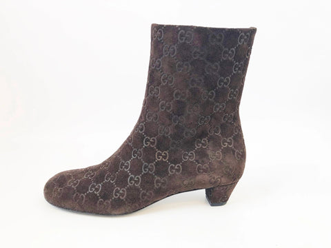 Gucci Suede Guccissima Low Boots Size 39 It (9 Us)