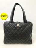 Chanel Surpique Caviar Leather Bowler Bag