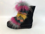 NEW Loriblu Boots With Multicolor Fur Accent Size 40 It (10 Us)