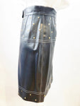 Escada Black Leather Gold Studded Skirt Size 40 De ( 10 Us)