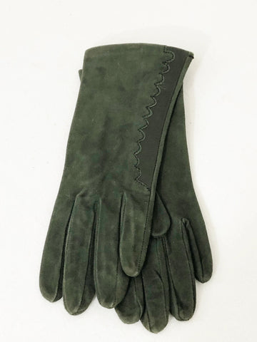 NEW Portolano Green Suede Gloves Size 7.5