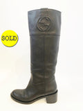 Gucci Leather Gg Knee Boots Size 38 It (8 Us)