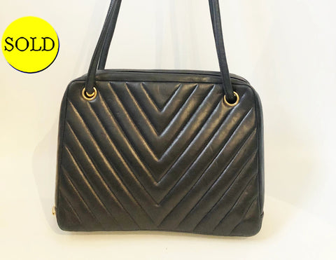 Vintage Chanel Chevron Leather Shoulder Bag