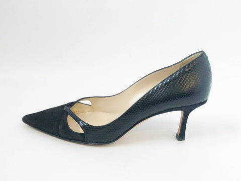 Jimmy Choo Suede With Snakeskin Pump Size 37 It (7 Us)