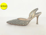 Manolo Blahnik Embossed Slingbacks Size 26.5 It (6.5 Us)