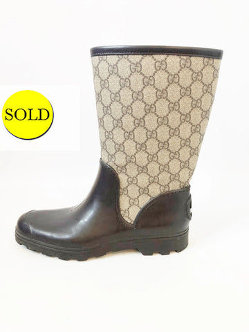 Gucci Fur Lined Rubber Boots Size 39 It (9 Us)