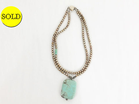 Turquoise & Freshwater Pearl Double Necklace