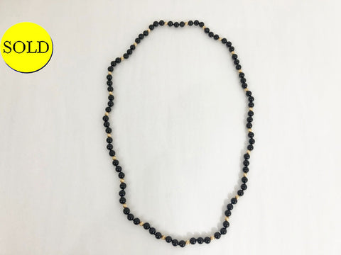 Onyx And 14K Beaded Necklace