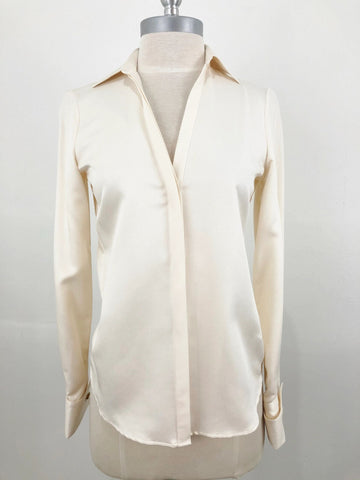 NEW Loro Piana V-Neck Silk Blouse Size 40 It (4 Us)