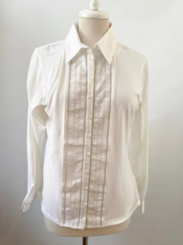Anne Fontaine Eyelet Front Blouse Size 44 Fr (12 Us)
