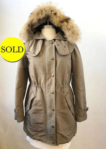 Burberry Brit Coat With Removable Fur Trim Size S