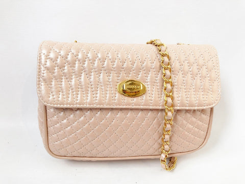 Rose Leather Quilted Shoulder Bag