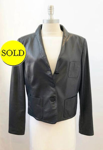 Giorgio Armani Blue Leather Jacket Size 48 It (L / 12 Us)
