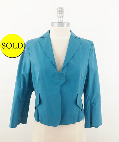 Akris Teal Cotton Jacket Size 8
