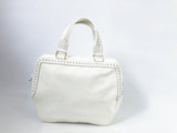 Perforated Patent Leather Handle Bag