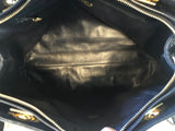 Vintage Quilted Navy Blue Shoulder Bag