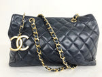 Vintage Quilted Navy Blue Shoulder Bag