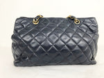 Vintage Quilted Navy Blue Shoulder Bag