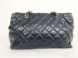 Vintage Quilted Navy Blue Shoulder Bag