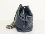 Vintage Quilted Navy Blue Shoulder Bag