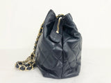 Vintage Quilted Navy Blue Shoulder Bag