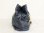 Vintage Quilted Navy Blue Shoulder Bag
