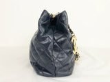 Vintage Quilted Navy Blue Shoulder Bag