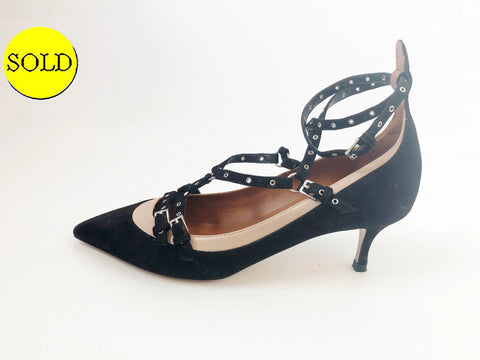 Valentino Suede Love Latch Pumps Size 37.5 It (7.5 Us)