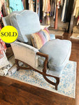 Kreiss Blue Velvet Bergere Chair (2 Available Sold Separately)