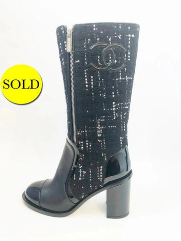 NEW Chanel Tweed Boots Size 41 It (11 Us)