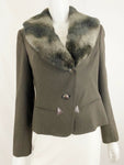 Trina Turk Blazer With Faux Fur Collar Size 4