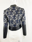 Yigal Azrouel Patterned Jacket W/Leather Trim Size 4