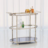 NEW Global Views Nickel Arbor Bar Cart With Granite