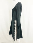 Wool Knit Dress W/Faux Suede Trim Size 8