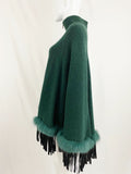 Stizzoli Knit Cape With Fur And Suede Trim Size Small