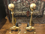 Brass Andiron Fireplace Set