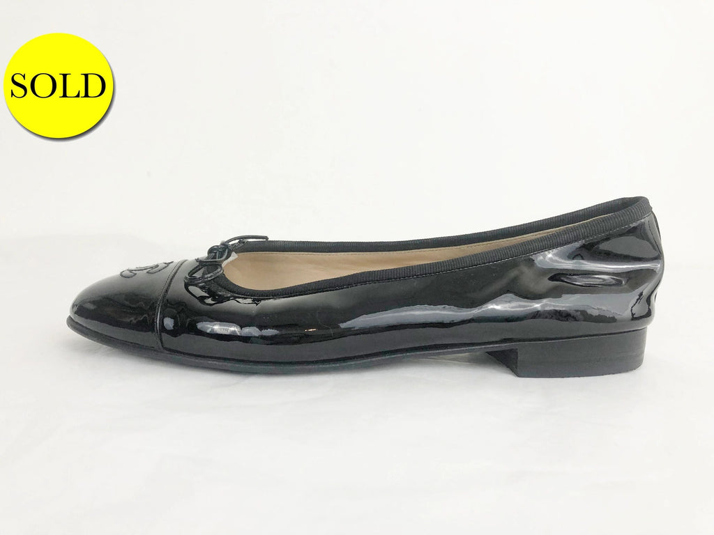 Chanel Ballet Flats, Blue Denim with Black, Size 39, New in Box GA001