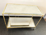 Gold Metal And Antique Mirror Side Table