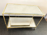 Gold Metal And Antique Mirror Side Table